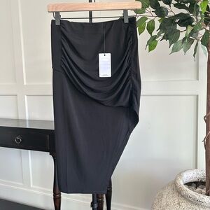 REVOLVE Black Draped Midi Skirt